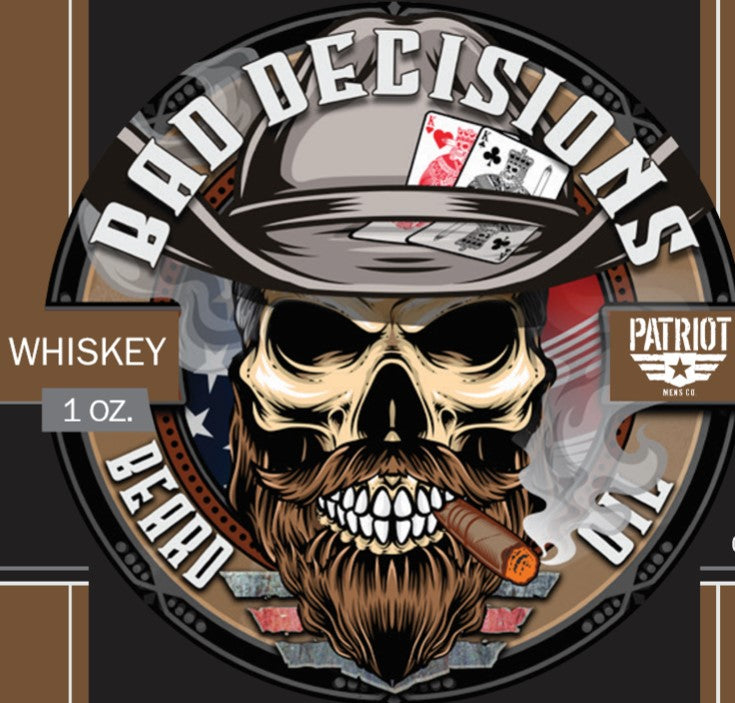 Bad Decisions 1oz Natural Beard Oil Whiskey